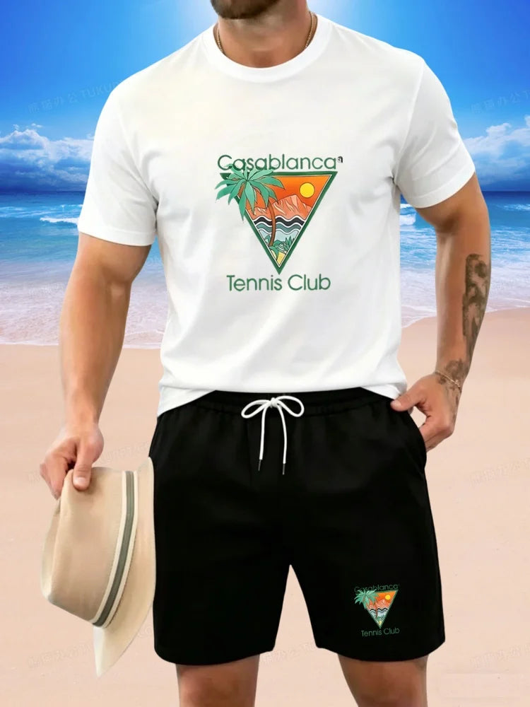 2026 New Trendy Men's Casual Set: A Simple and Stylish Short Sleeved Breathable Top and Pants Two-piece Set, Easy and Versatile