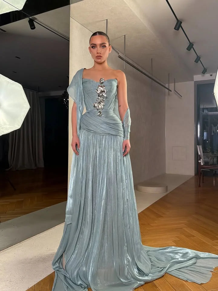 Elegant Satin A-Line Evening Dress for Women by Jirocum