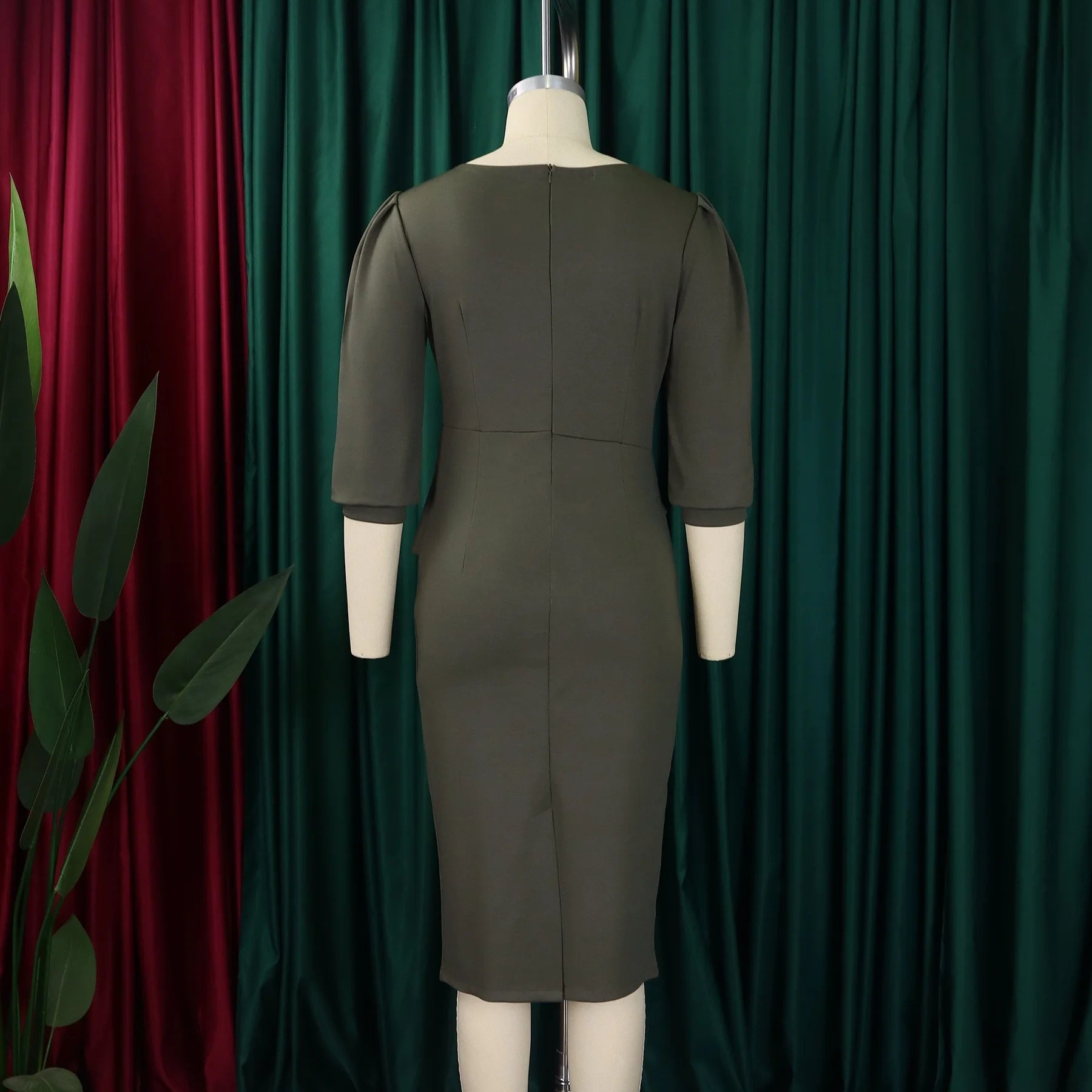Elegant Sheath Office Dress for Women in Polyester