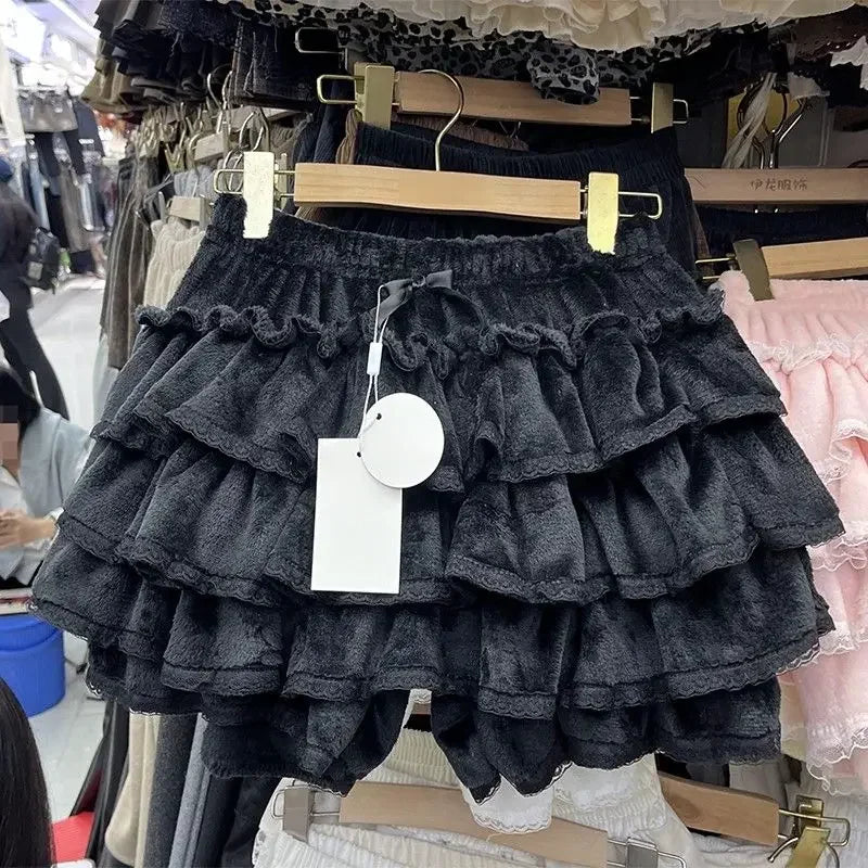 Japanese Y2k Ruffled Plaid Skirt for Women in Casual Style