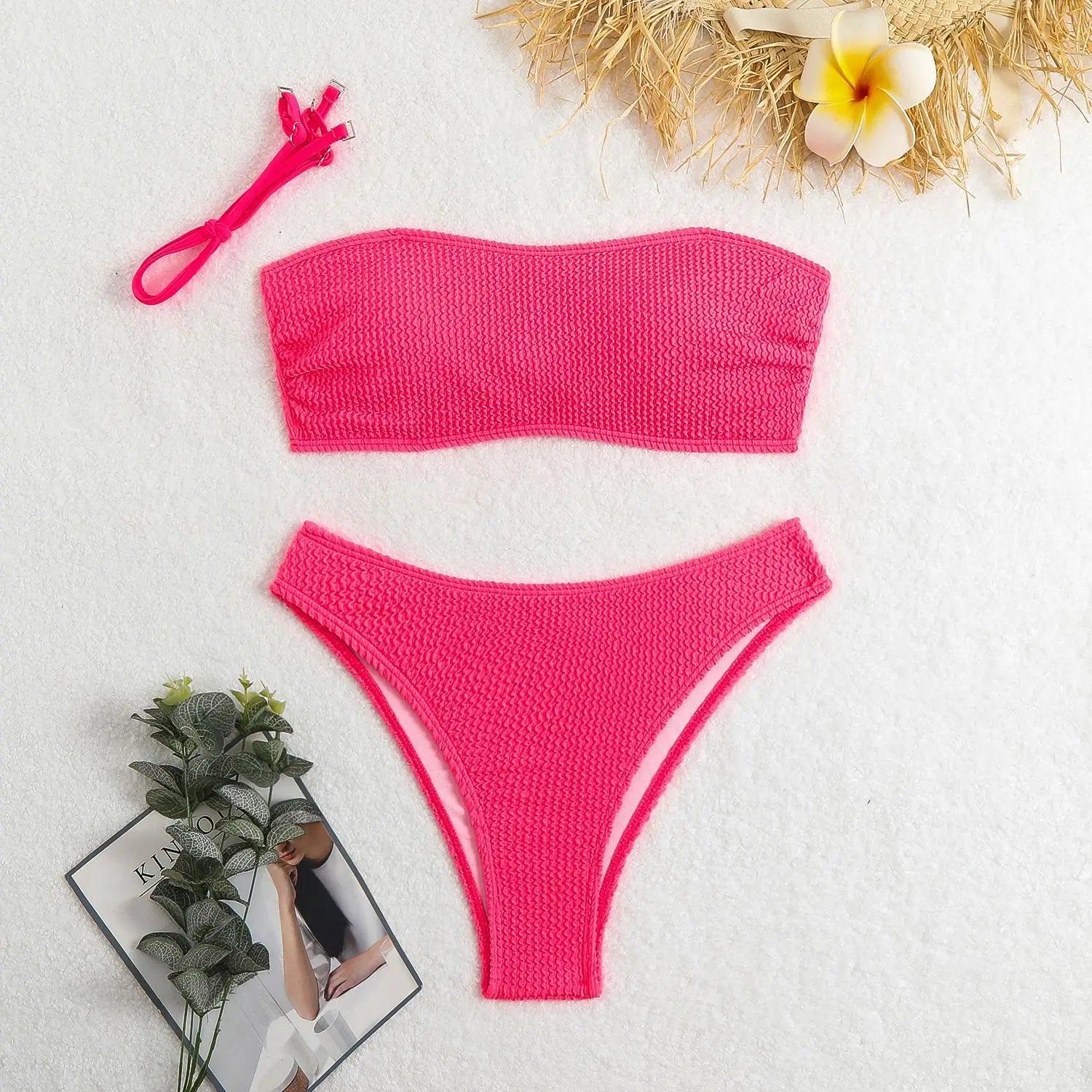 RUAON Women's Summer Bikini Set with Bandeau Neckline