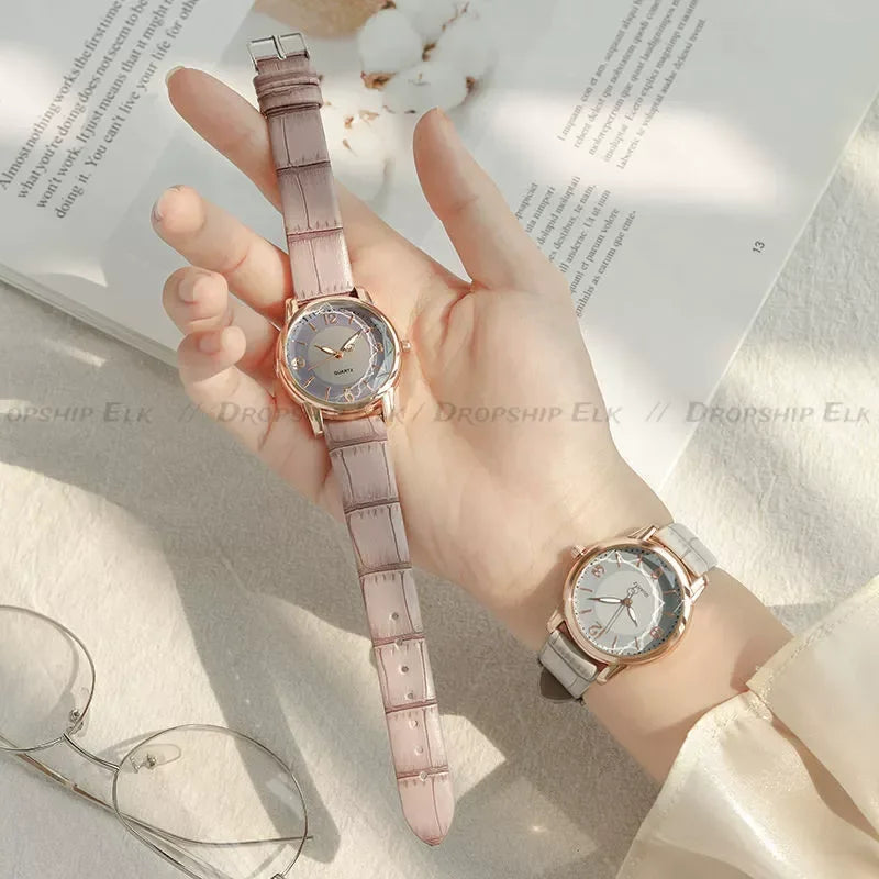 Luxury Women's Quartz Leather Watch with Alloy Case