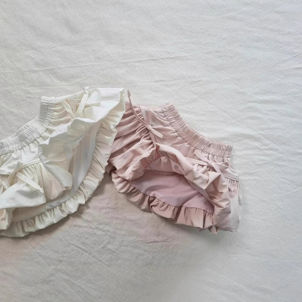 Korean Style Girls Mini Skirt with Ruffles for Summer