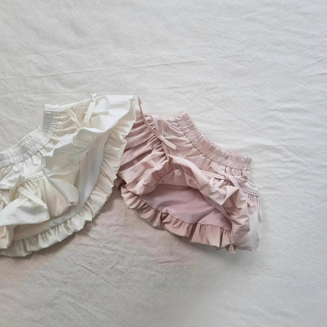 Korean Style Girls Mini Skirt with Ruffles for Summer