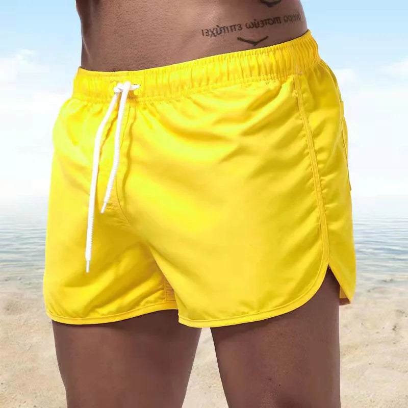 Men's Casual Summer Swim Shorts in Solid Polyester