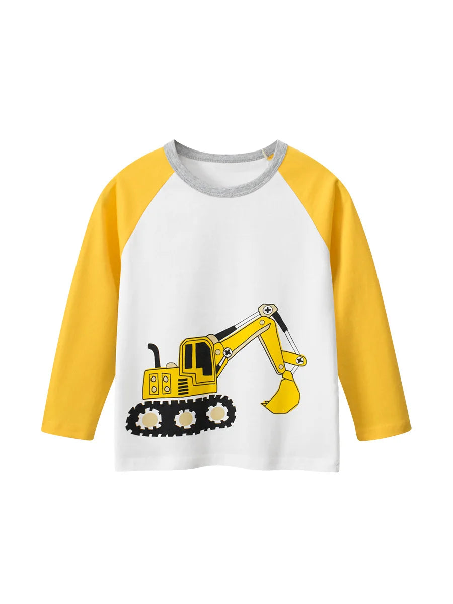 Boys Cartoon Long Sleeve T-Shirt in Color Patchwork
