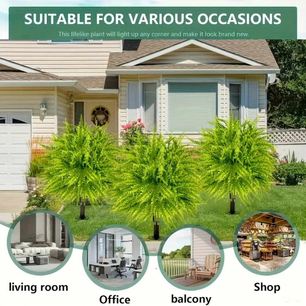 Faux Pampas Grass Shrub Set with Ground Stake for Home Decor