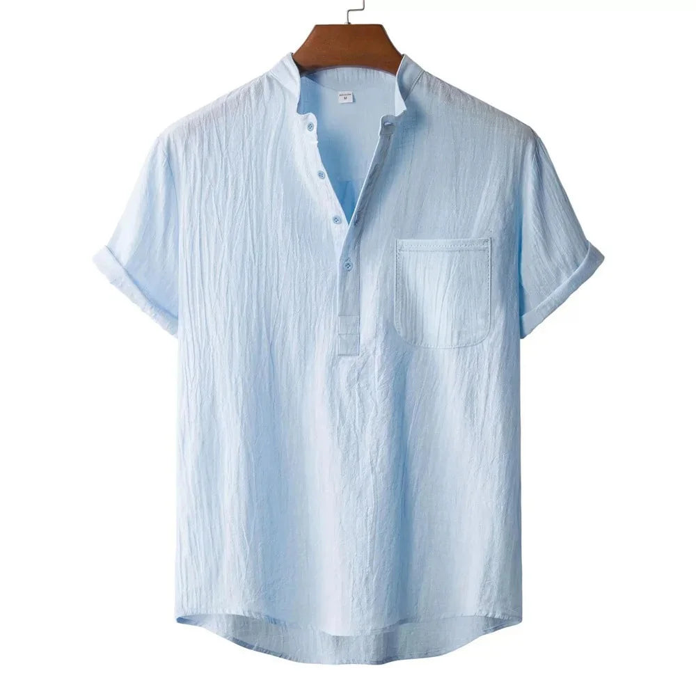 Men's Lightweight Cotton Linen T-Shirt for Summer Casual Wear