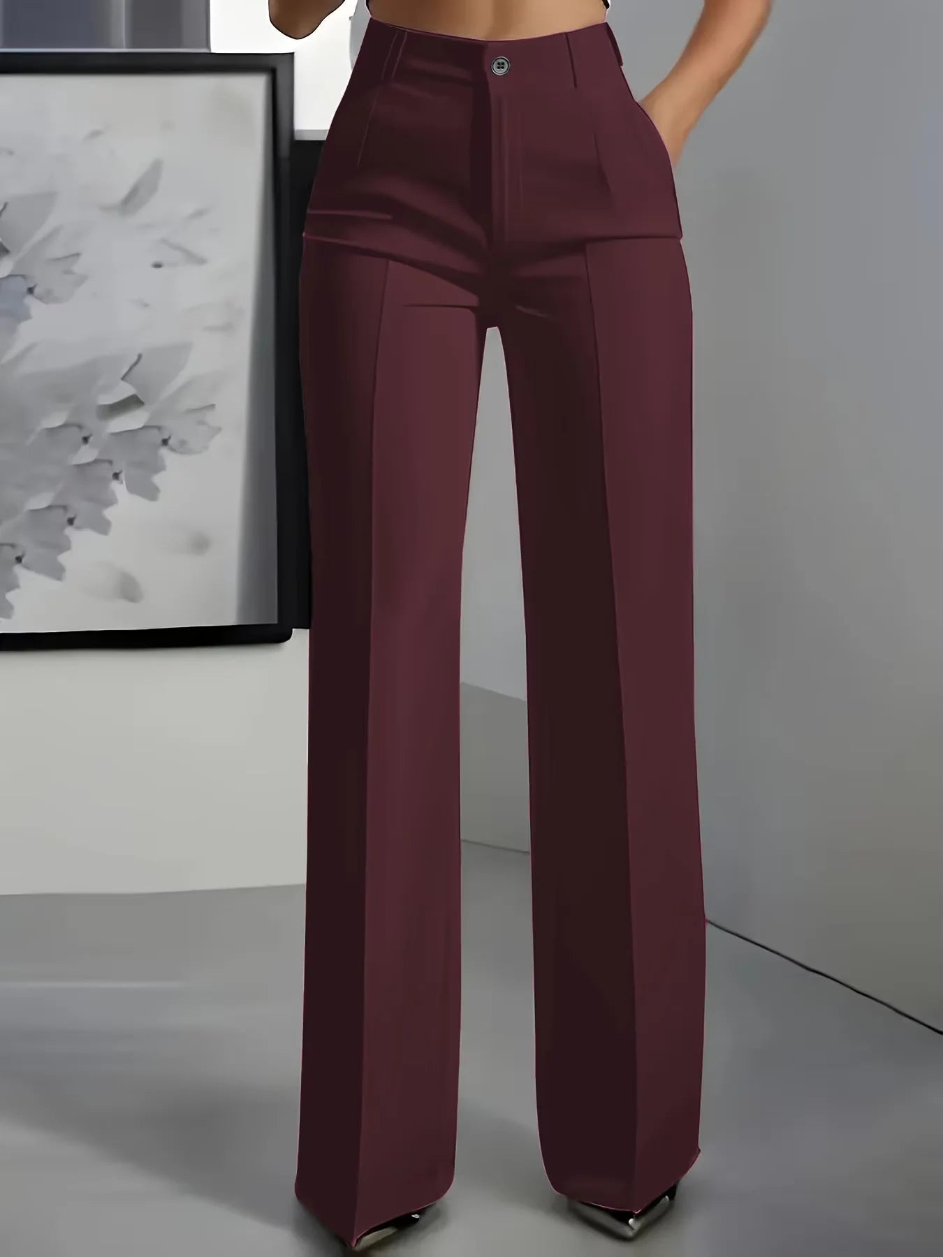 2026 Women's High-Waisted Draped Suit Pants in Solid Twill