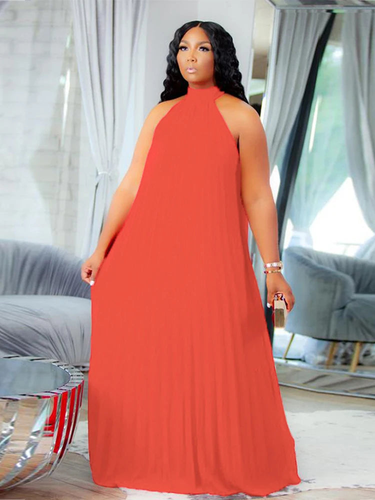 Elegant Plus Size Chiffon Halter Dress for Women
