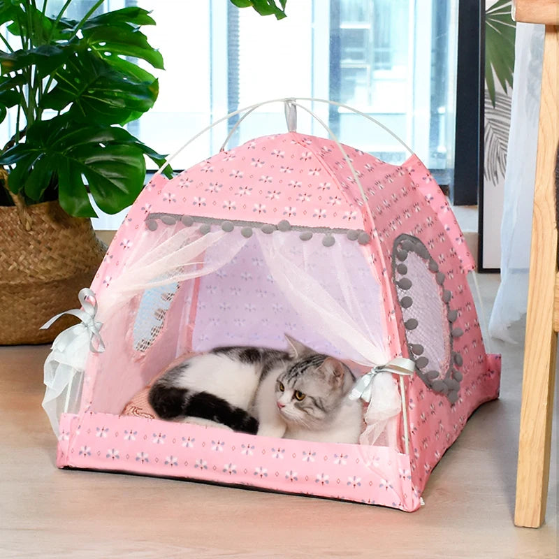 Charming Semi-Closed Flower Tent Nest for Pets