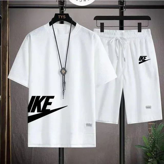Men's Casual Sportswear Set with Short-Sleeved T-Shirt and Shorts