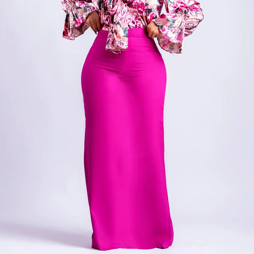 High Waisted Nylon Long Skirt for Women Elegant Floor Length