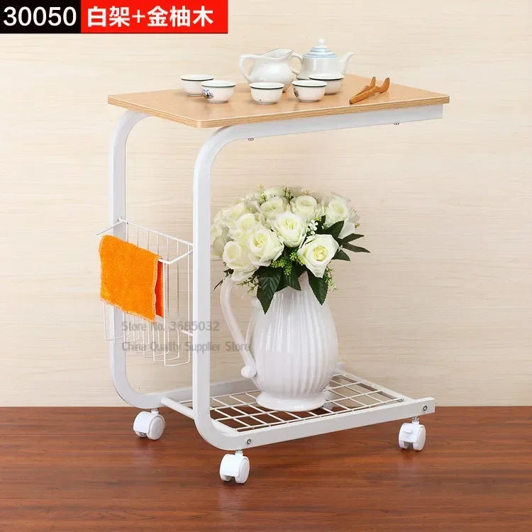 Modern Metal Living Room Table with Wheels and Storage