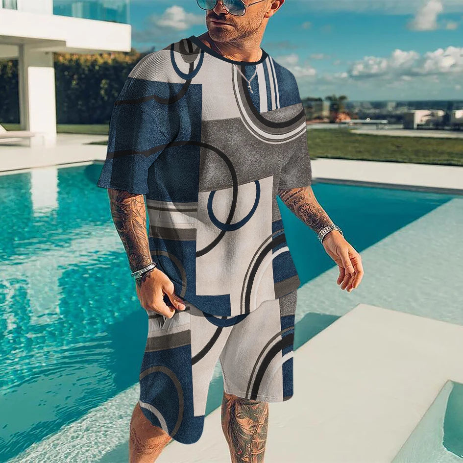 Men's Sportswear Trend Men Sets 3D Printed Tracksuits Clothing Casual Shorts+tshirts Set Sweat Suits Summer Tracksuit Men Sets