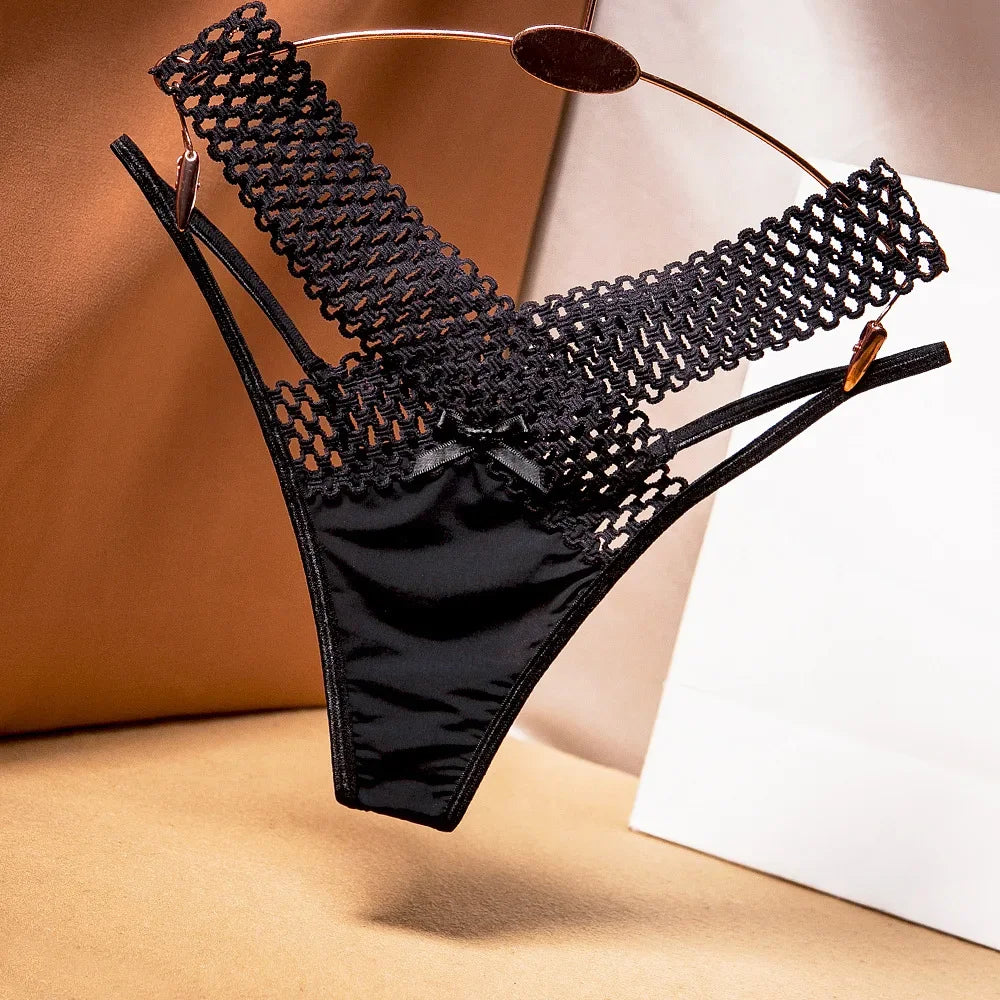 Lace Briefs for Women with Drawstring and Hollow Design