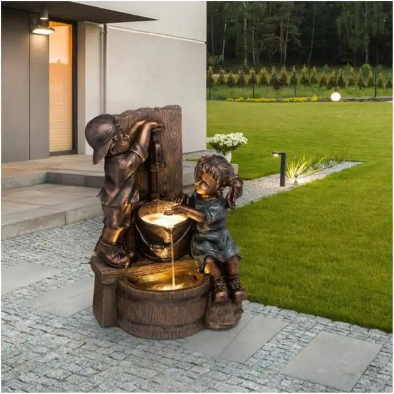 Resin Garden Fountain Statue for Indoor and Outdoor Decor