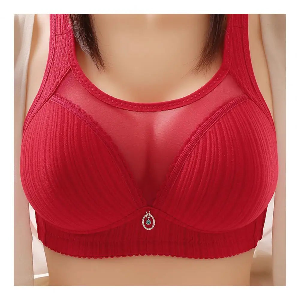 Comfortable Women Wireless Push-up Sports Bra with Wide Straps