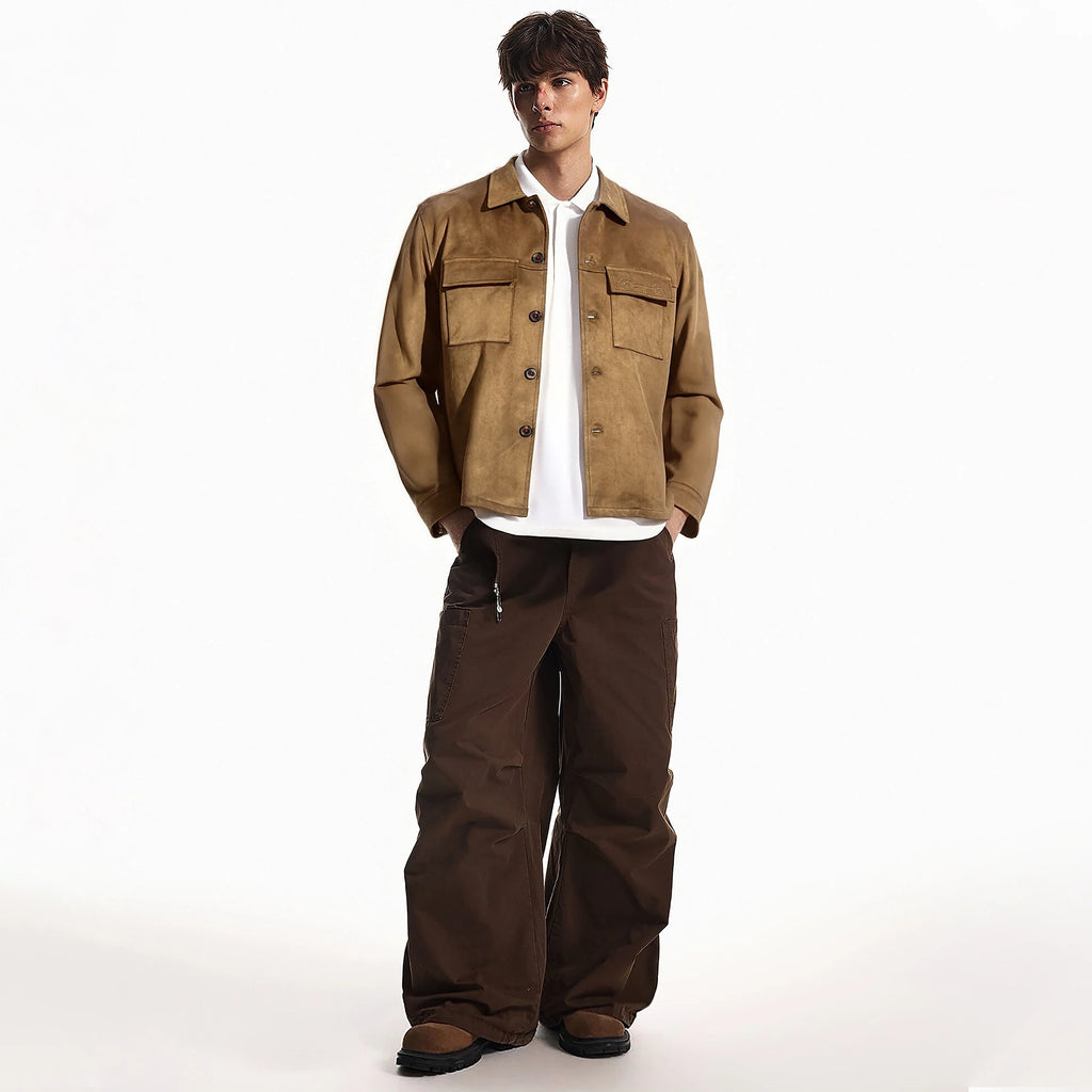 Men's Coat Autumn Winter Fashion Vintage Street Style Button Design Men's Long Sleeved Casual Pocket Design Men's Classic Jacket