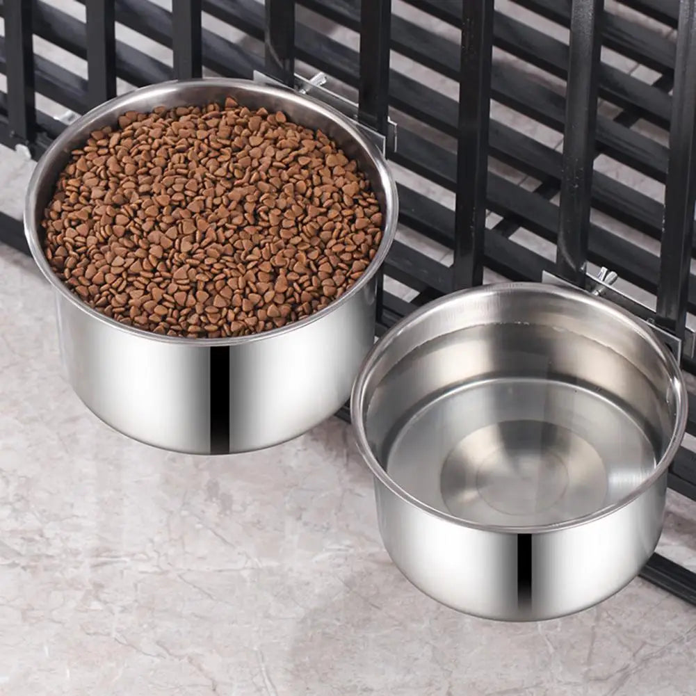 Heavy-Duty Stainless Steel Cage-Mount Pet Bowl