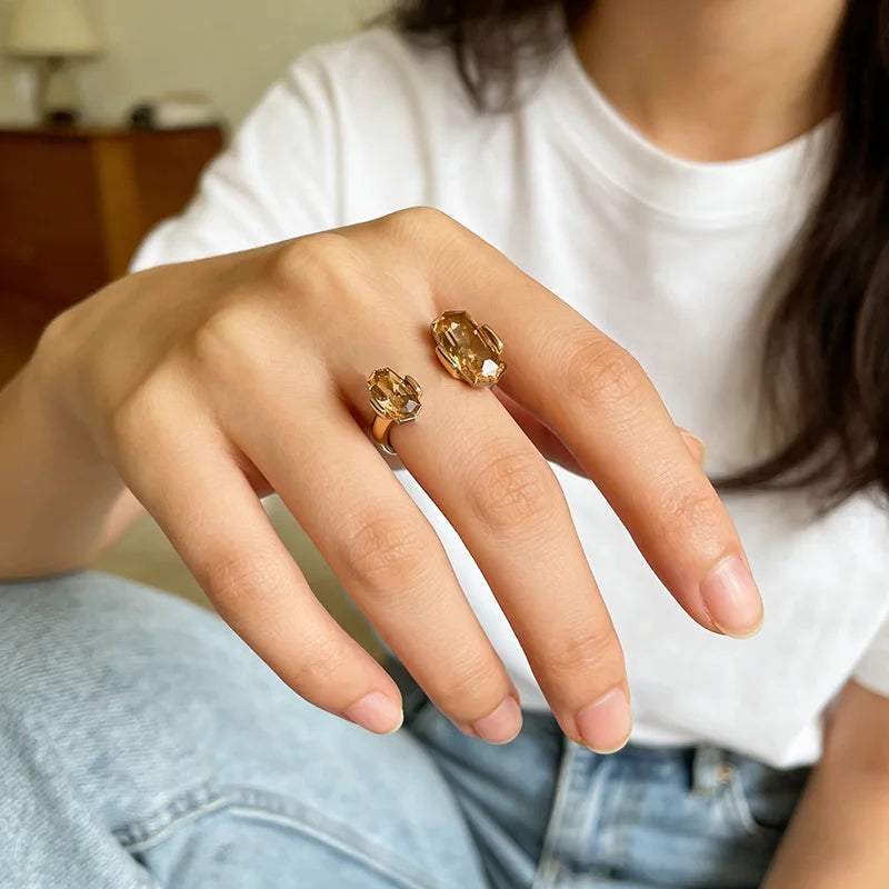 Trendy Gold Plated Wedding Ring with Geometric Design