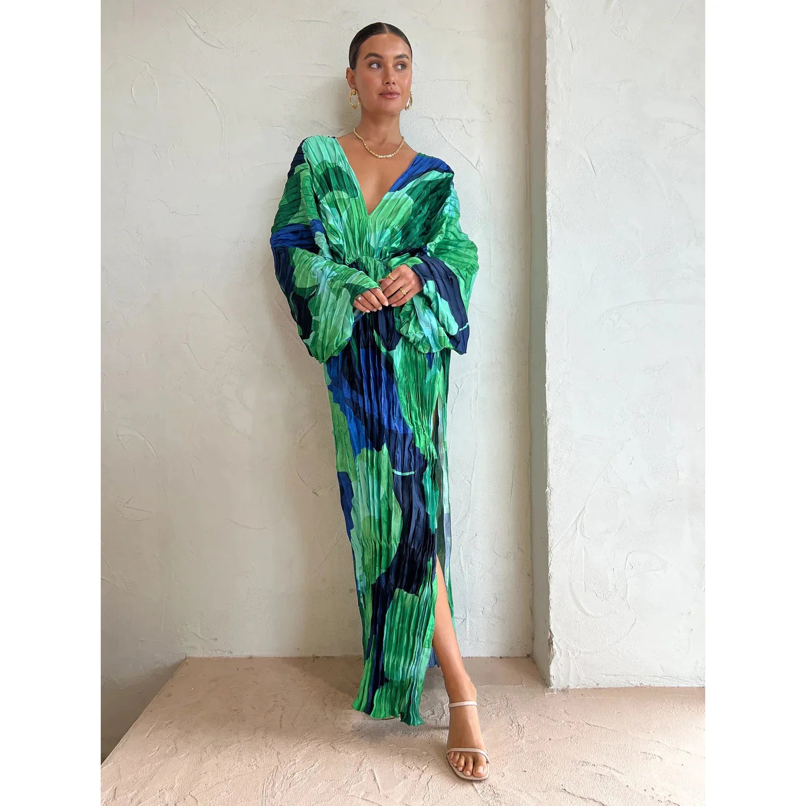 Floral A-Line Long Dress for Women in Polyester