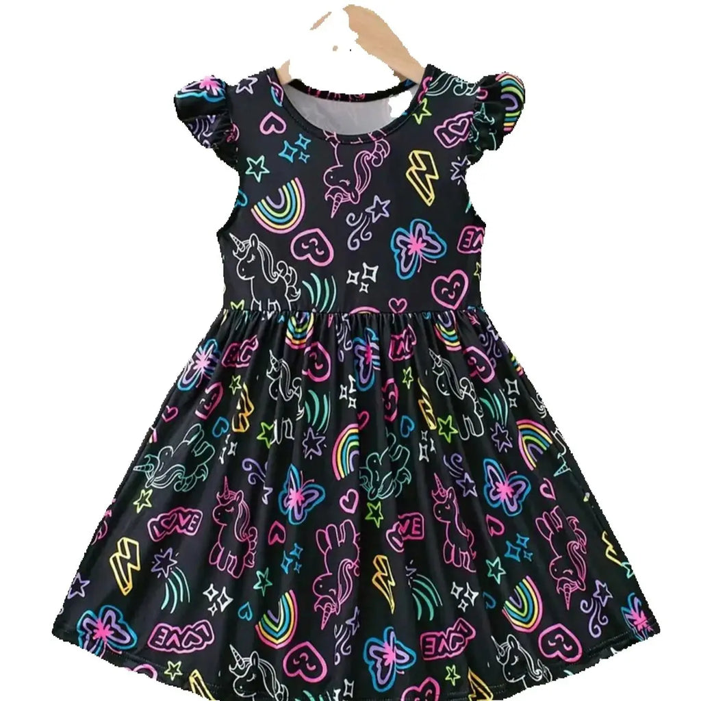 Girls' Luminous A-Line Dress for Parties and Summer Wear