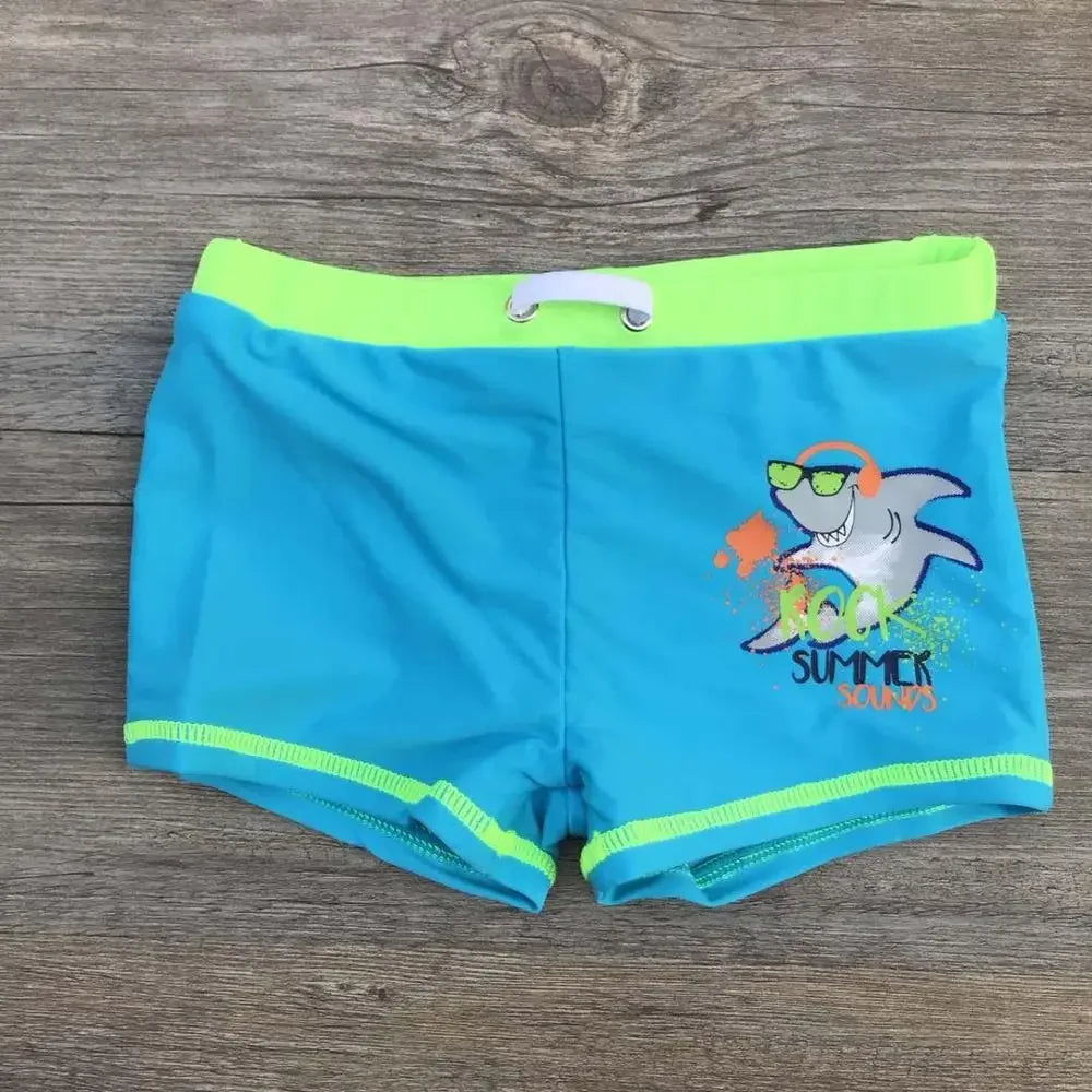 Boys Shark Print Swim Trunks 2024 Summer Swimwear