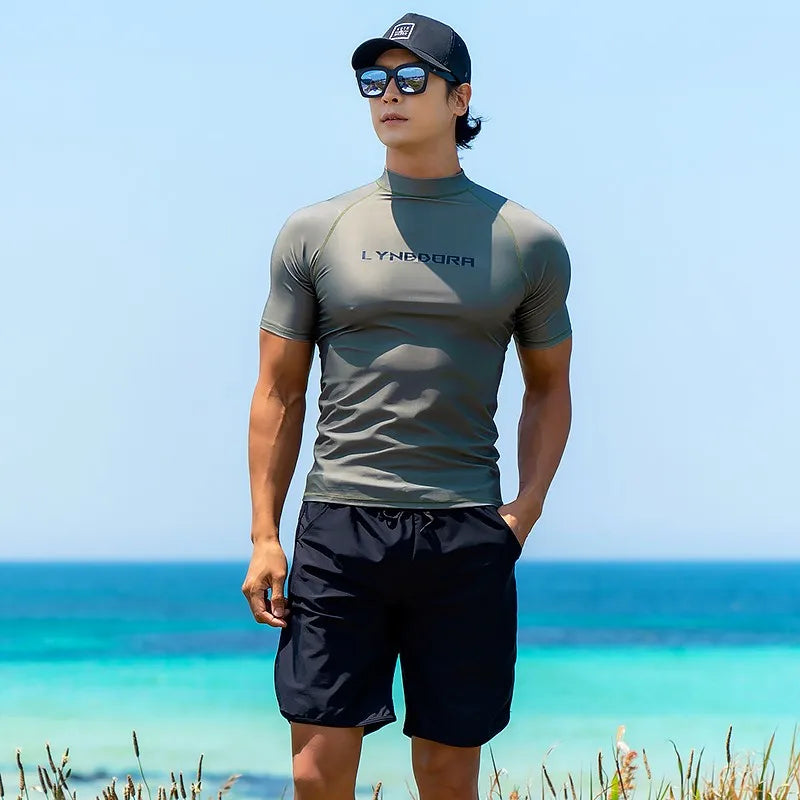 New Men Swimming T-shirt Swimsuit Beach UV Protection Rash Guard Diving Swimwear Long Sleeve Surfing Suit Surf Clothes Rashguard