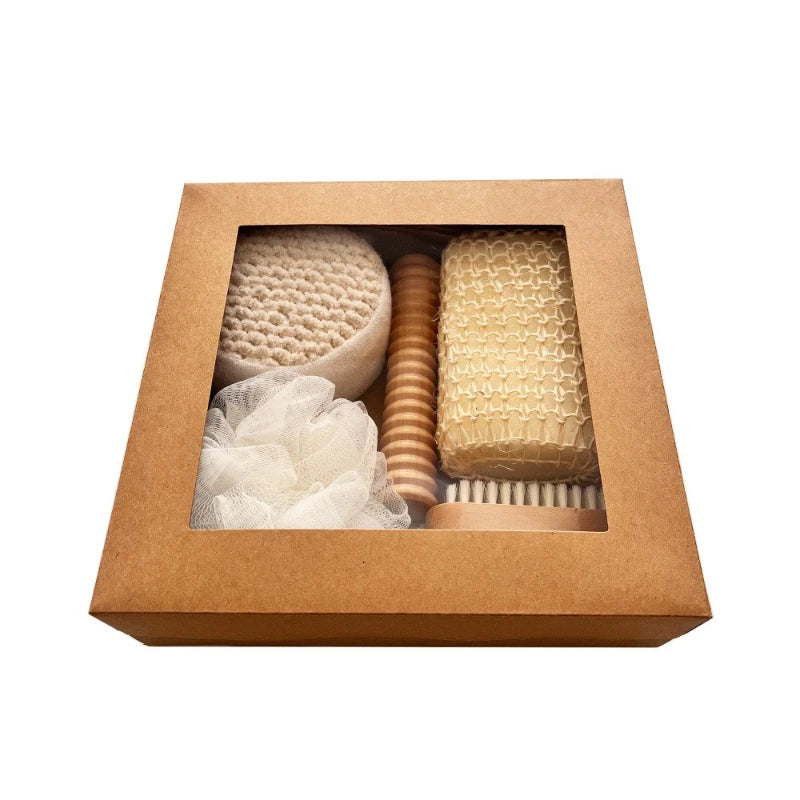 Sisal Bath Set with Towel, Brush and Grindstone Gift Box