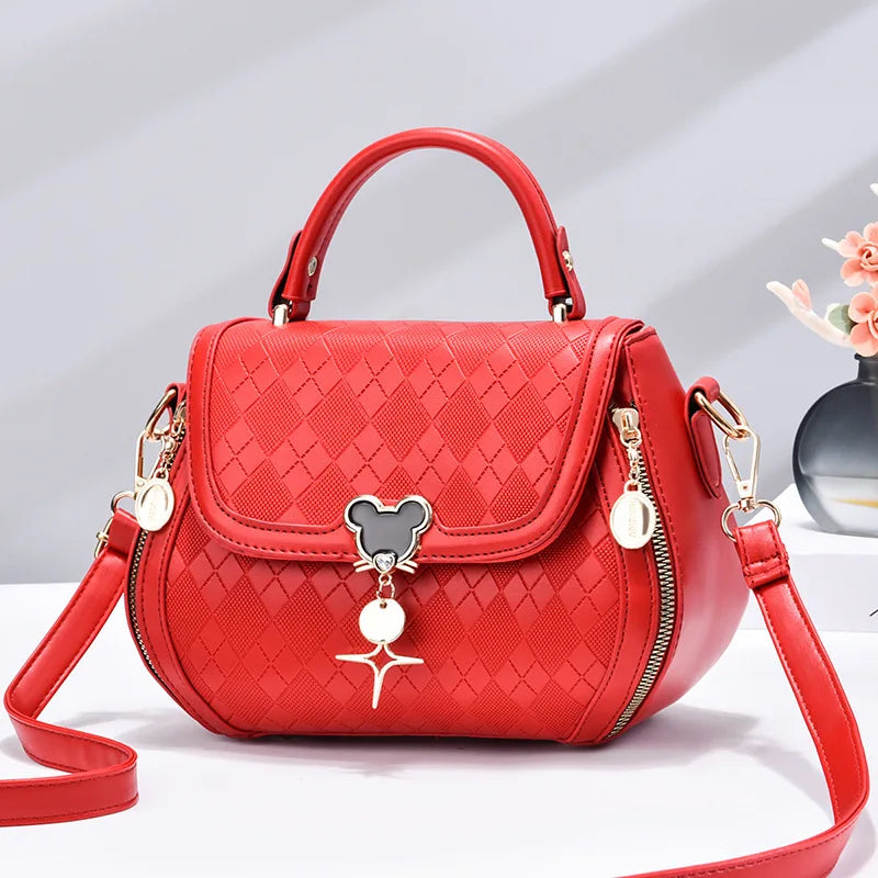 Luxury Genuine Leather Women's Bow Bucket Tote Handbag