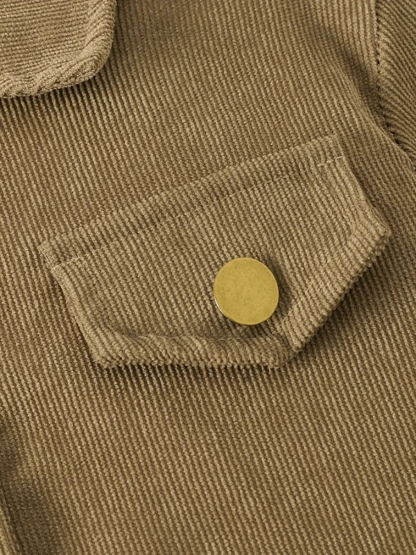 Khaki Corduroy Two-Piece Set for Girls Ages 7-13