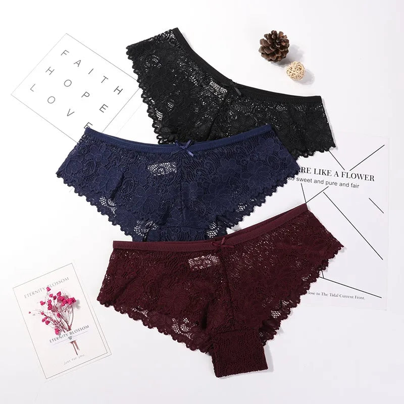 Lace Hollow Briefs Set for Women in Multiple Colors