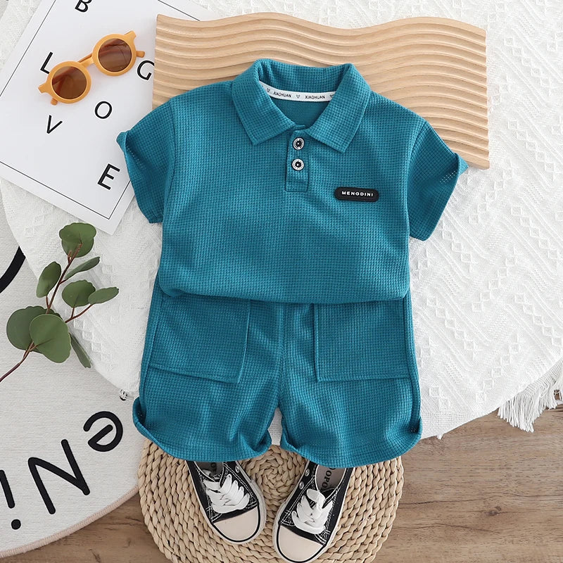 Boys' Casual Cotton Polo Shirt and Shorts Set for Ages 1-3