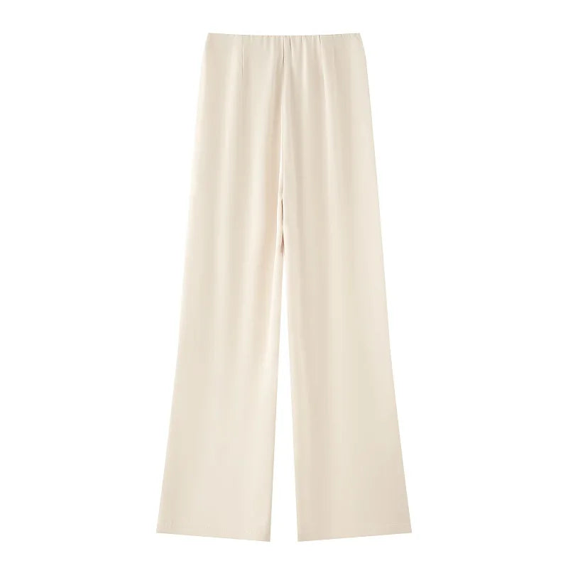 MUJER Women's Satin High Waist Pants for Casual Summer Wear
