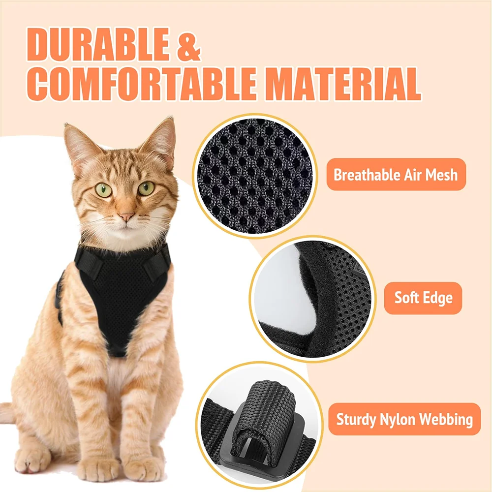 Adjustable Cat Harness and Leash Set for Small Pets