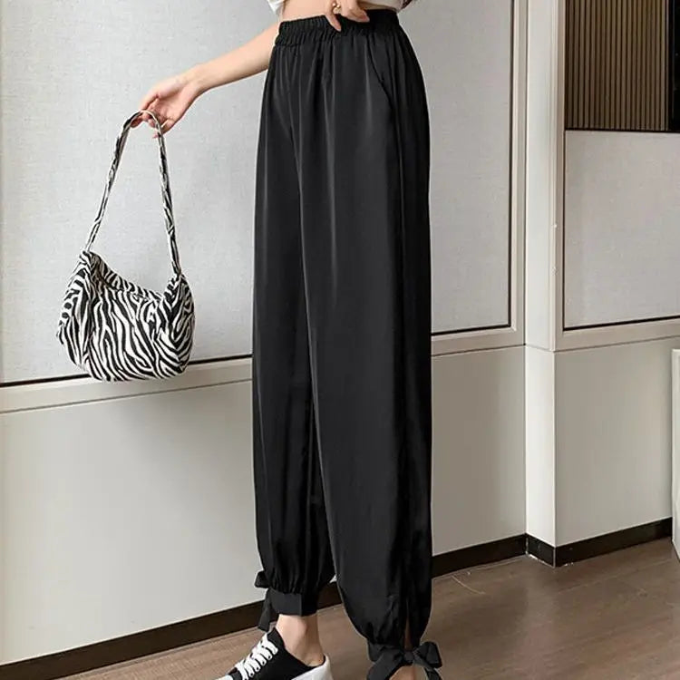 High Waist Harem Pants for Women in Casual Patchwork Style