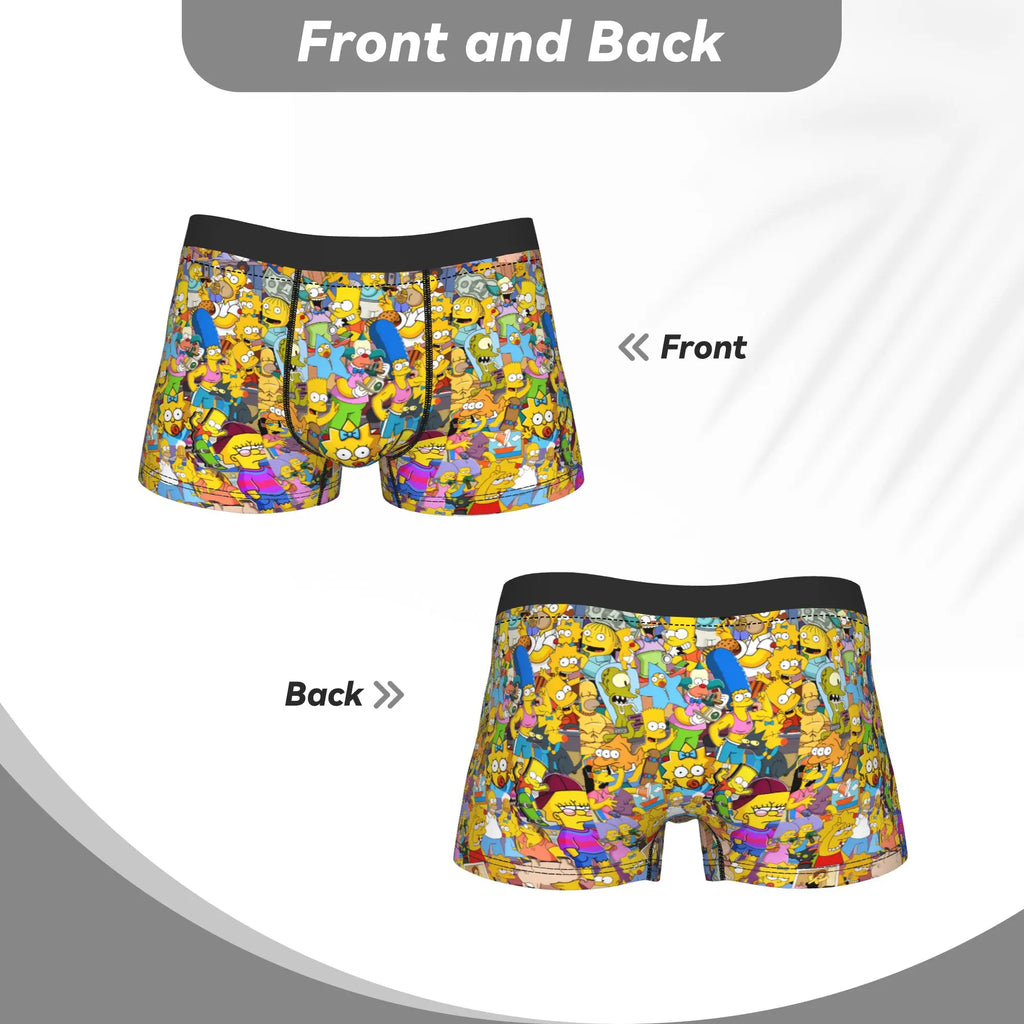 S-Simpsons Family Cartoon Characters Men's Boxer Shorts Plus Size