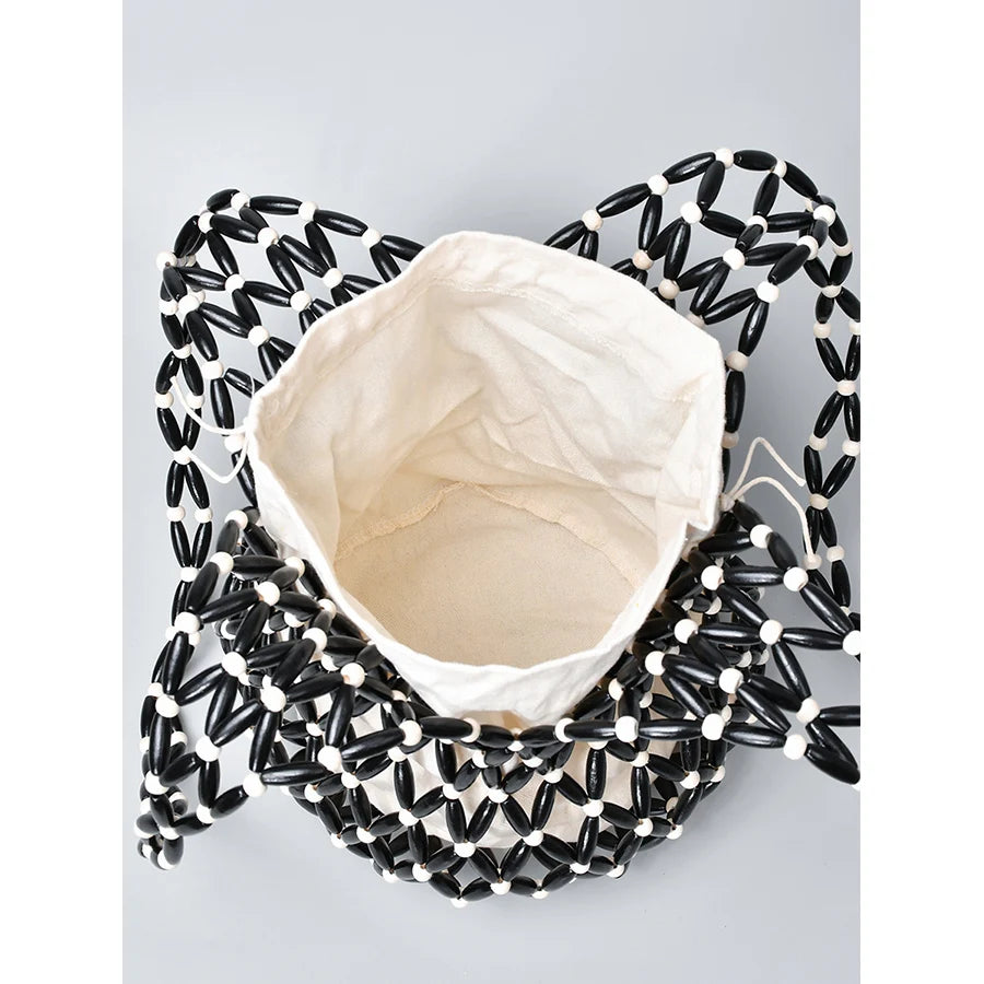 Vintage Women Bucket Tote Bag with Hollow-Out Design