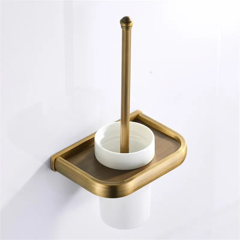 Antique Bronze Bathroom Hardware Set with Towel Rack and Shelf