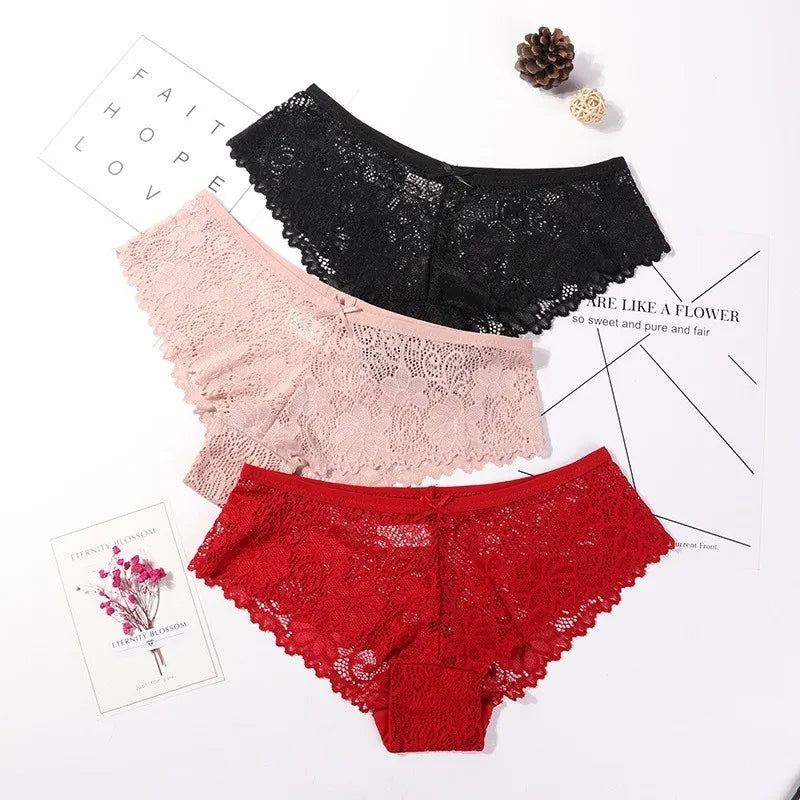 Lace Hollow Briefs Set for Women in Multiple Colors