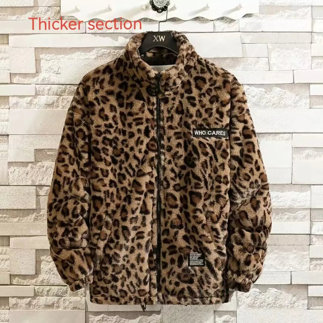 2025 Fall/winter Leopard Print Jacket Loose and Comfortable Cotton-padded Jacket Fashion Men's and Women's Autumn Warm Jacket