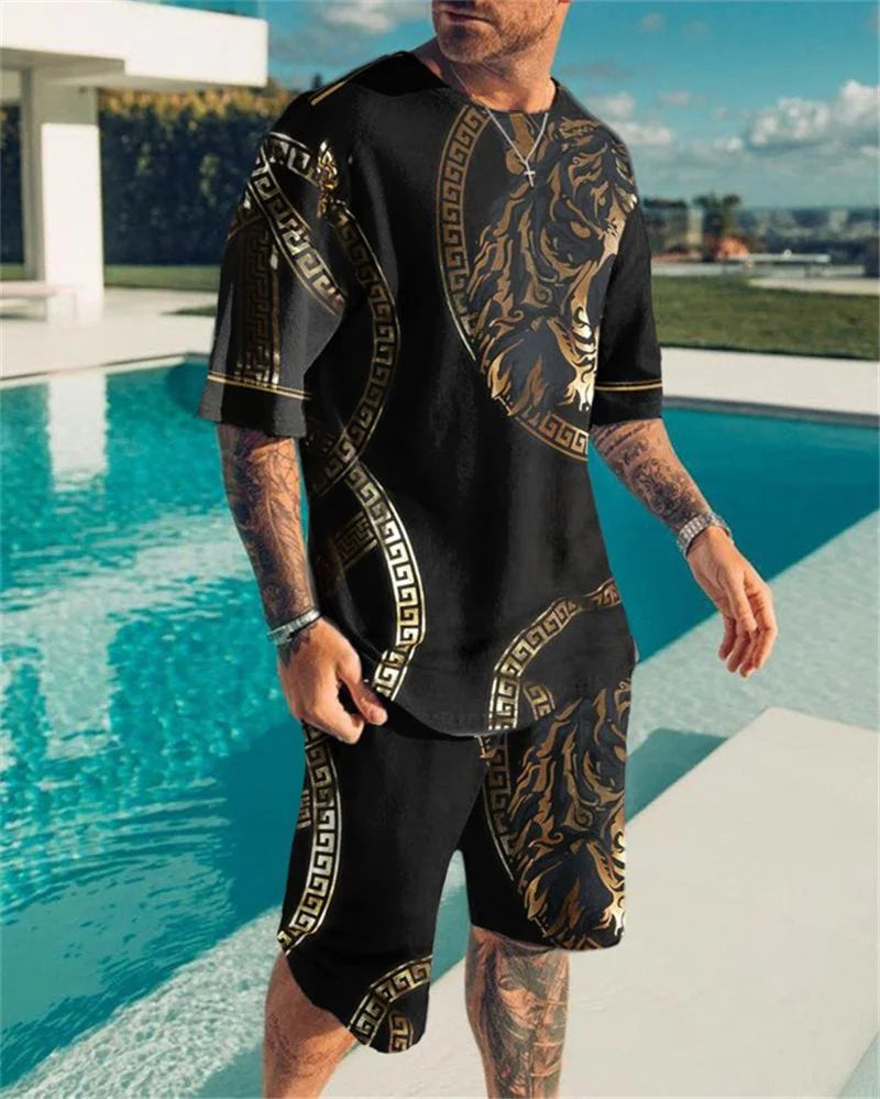 Men's Sportswear Trend Men Sets 3D Printed Tracksuits Clothing Casual Shorts+tshirts Set Sweat Suits Summer Tracksuit Men Sets