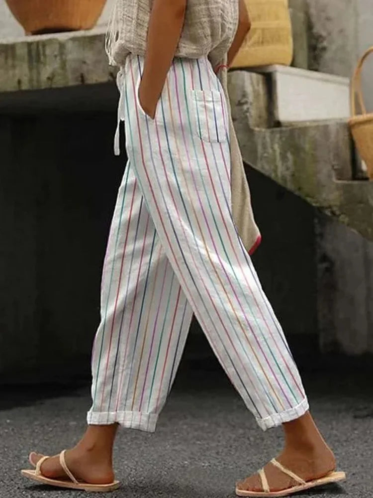 Boho Style Women's Wide Leg Pants in Polyester