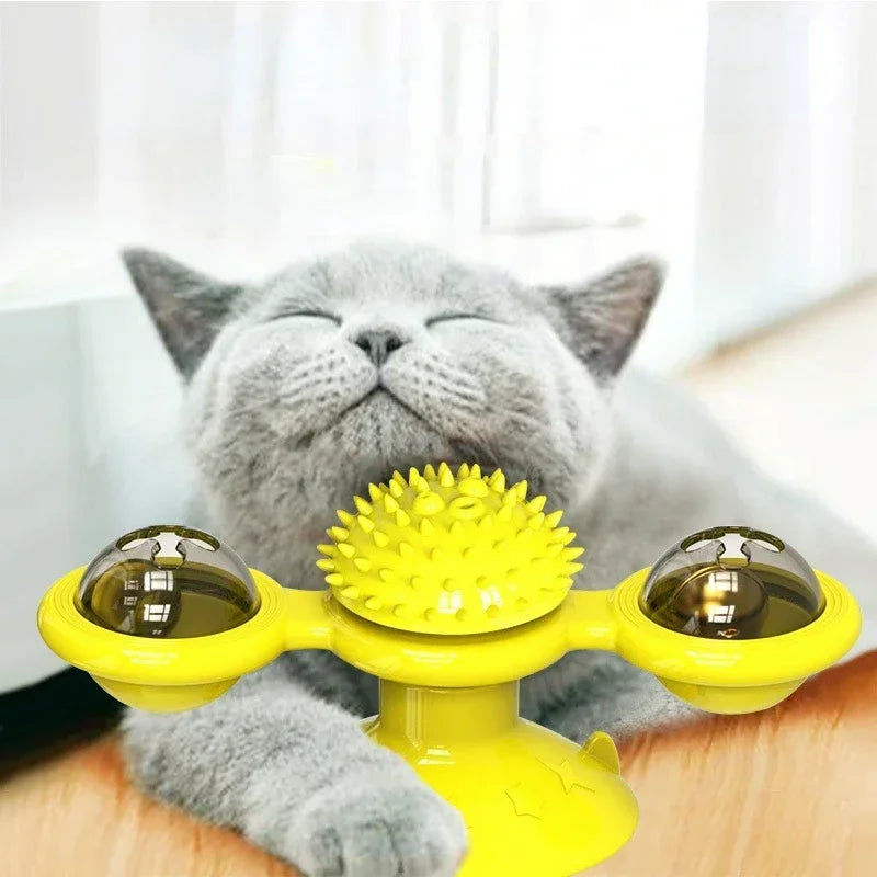 Interactive Windmill Cat Toy for Kittens with Turntable Design