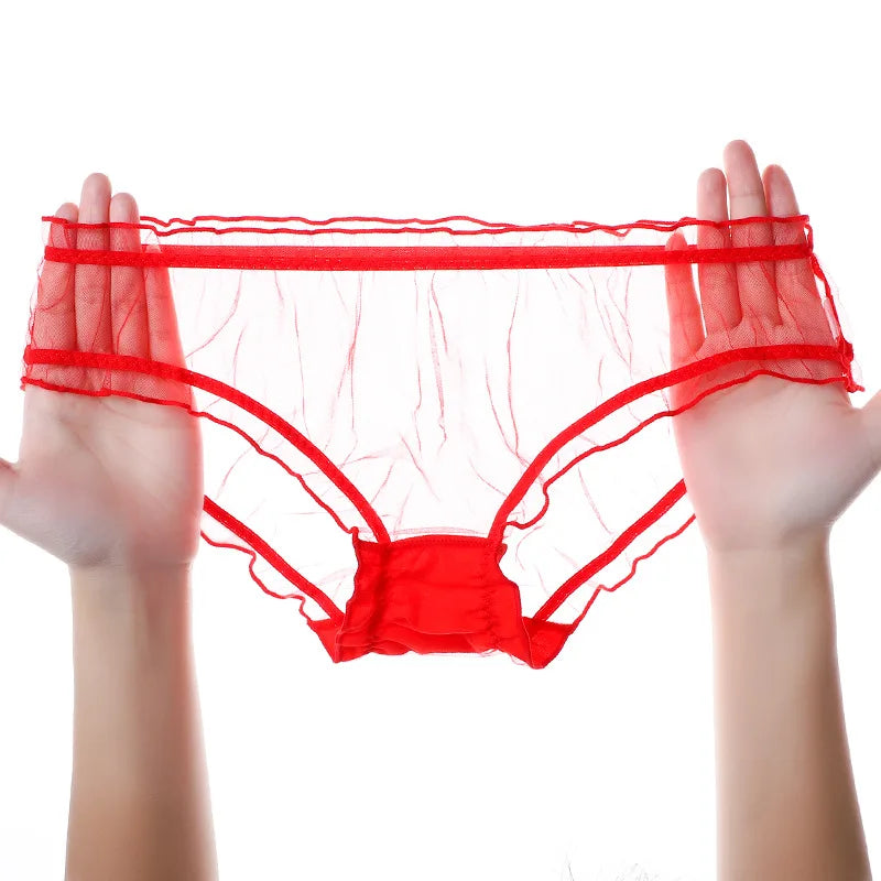 Transparent Underwear for Women Sexy Panties Mesh See-Through Female Cotton Crotch Low Waist Briefs Lightweight Elasticity Slips
