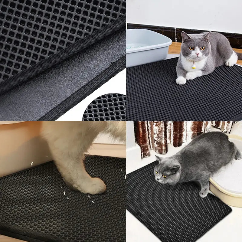 Anti-Tracking Black EVA Pet Litter Mat for Clean Floors