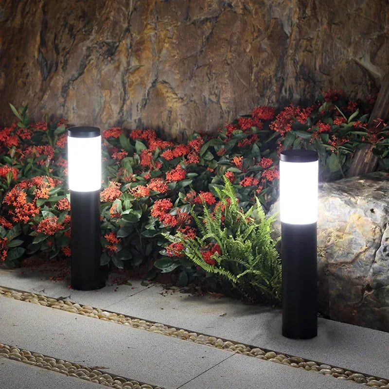 Solar Powered Garden Lights Contemporary Stainless Steel Design