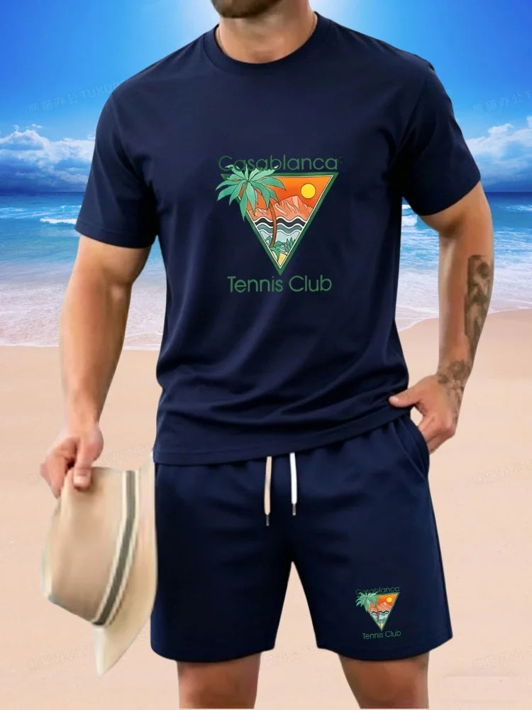 2026 New Trendy Men's Casual Set: A Simple and Stylish Short Sleeved Breathable Top and Pants Two-piece Set, Easy and Versatile