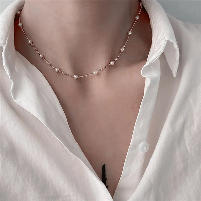 Silver Double Layer Geometric Choker Necklace for Women